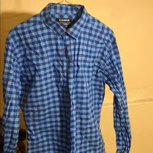 Blue checkered button shirt MD-L